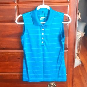 Two Womens Nike Callaway Golf Shirts S Dri-Fit Teal and Hot Pink